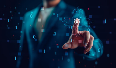 Wall Mural - cybersecurity concept, user privacy security and encryption, secure internet access future technolog
