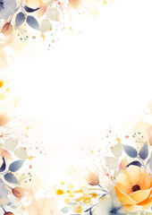 Fototapete - Yellow modern wreath background invitation frame with flora and flower