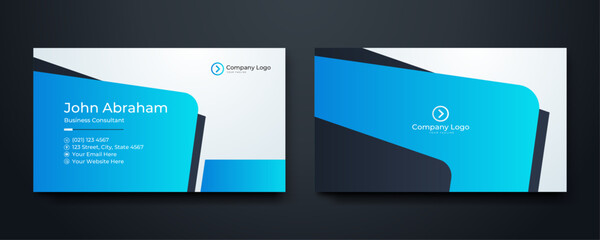 Wall Mural - Black blue and white vector modern abstract shapes corporate business card template