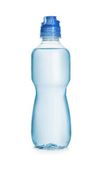 Wall Mural - One plastic bottle with fresh water isolated on white