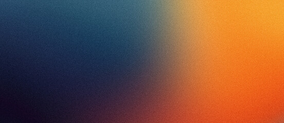 Wall Mural - grainy dark banner poster orange blue background noise texture color gradient copy space