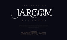 Jarcom Premium Luxury Elegant Alphabet Letters And Numbers. Elegant Wedding Typography Classic Serif Font Decorative Vintage Retro. Creative Vector Illustration