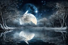 Endless Spiritual Growth Trough A River Of Infinite Wisdom Reflecting The Silver Splendour Of The Moon