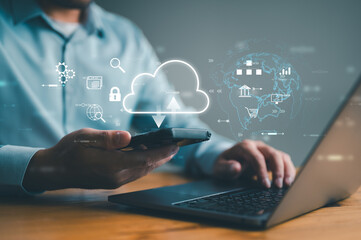 Poster - Data Analyst technology. Business global internet connection application technology and digital marketing, Financial and banking, Digital link tech, big data. Market, solution, online, network.
