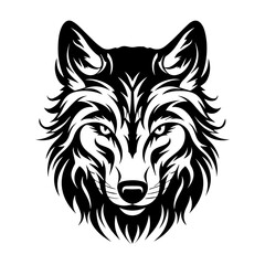 Wall Mural - wolf head tattoo, wolf logo illustration in modern style, Generative AI.