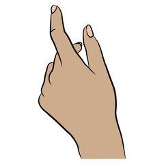 Sticker - Beautiful female hand with pointing index finger. Clicking gesture. Cartoon style. Isolated vector illustration.