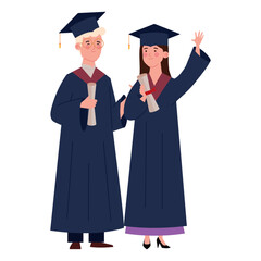 Wall Mural - graduation event man and woman