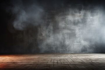 Wall Mural - floor concrete dark Texture background mist fog haze cement old rough blank dirty material construction abstract grunge design room empty architecture surface nobody