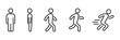 Running and walking people icons. Vector illustration,   editable strokes