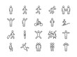 © Rico - Set of people line icons. Person walking, running, jumping, dancing. Vector illustrations. Editable strokes