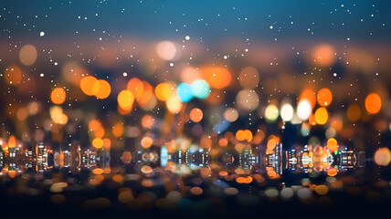 Wall Mural - abstract background bokeh city, night blurred background glowing lights of the metropolis