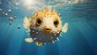 Blowfish or puffer fish underwater in ocean