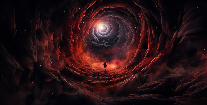 cosmic horror monster escaping from black hole, abstract fractal background.hd background wallpaper