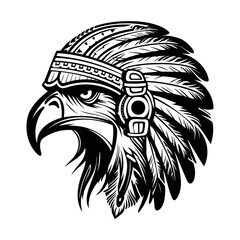 Wall Mural - Eagle head with  feathers, best for logo and t-shirt design, vector illustration.