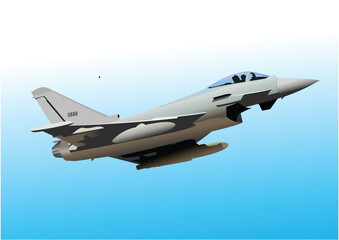 Combat aircraft. Armed. Vector 3d illustration hand drawn
