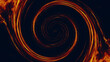 Fire spiral. Glowing vortex. Galaxy portal. Shiny orange red color burning flame sparks swirl on dark black abstract free space illustration background.