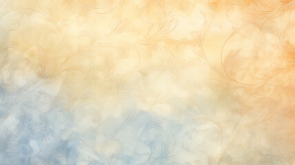 vintage background copy space wallpaper blue and gold floral ornament light soft color, autumn texture in retro style