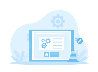 tablet problem analysis concept flat illustration
