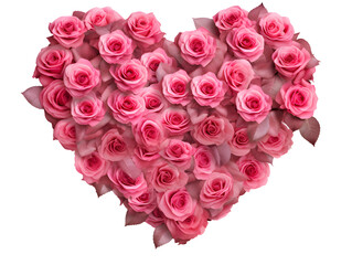 Wall Mural - heart shape bouquet of roses isolated on transparent background - design element PNG cutout