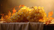 © kichigin19 - bunches of golden grapes at the winery in France golden ray of the sun.