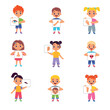 © topvectors - Little Kids Holding Cards with Body Parts Vector Illustration Set