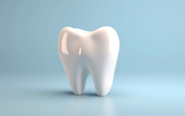 Wall Mural - Healthy white tooth, isolated on light background