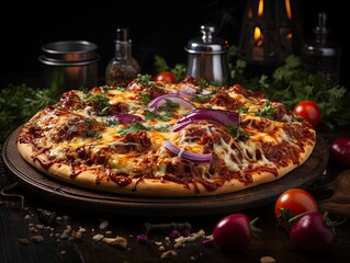 Wall Mural - Gourmet Italian pizza with fresh toppings