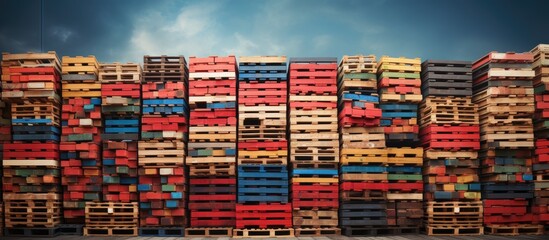 Canvas Print - Pallets stacked in warehouse.