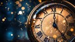 A close-up of a clock striking midnight, capturing the anticipation and excitement of the New Year's countdown