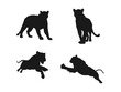 Set puma silhouette vector illustration. Vector Set of Silhouettes.  black panther vector logo illustration. Run, Jump, Attack, Pursue, Chase. vector  illustration design isolated on white background.
