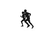 © ultra designer - silhouette of female and man running, Jogging Training Person Vector Illustration. Running woman or female fitness runner flat vector icon for exercise apps and websites. isolated on white background.