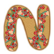 Alphabet A to Z gold handwritten christmas wreath pattern.