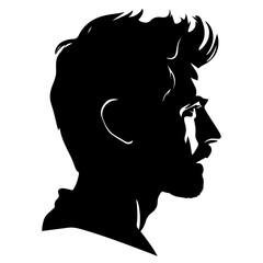 Canvas Print - Man Profile vector silhouette, man profile silhouette black color illustration