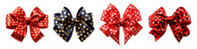 Polka Dot Ribbon Bow Set Isolated On Transparent Background - Design Element PNG Cutout Collection