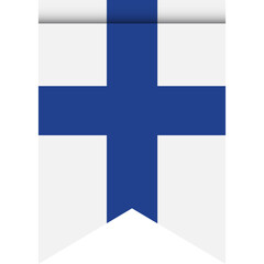 Finland flag or pennant isolated on white background. Pennant flag icon.