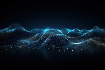 Wall Mural - rendering 3d stream data Big particles cyber Falling points background blue Abstract technology futuristic digital light wave illustration geometric wallpaper science design