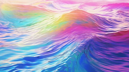 water with a rainbow colored surface, in the style of y2k aesthetic, rainbowcore, copy space, 16:9