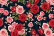 seamless pattern with roses and generated AI