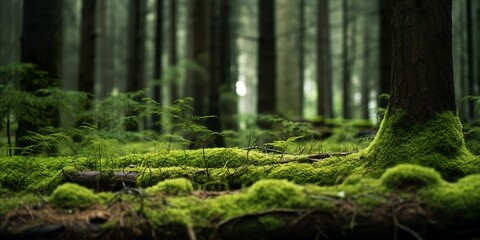 beautiful close-up photo of mossy forest floor