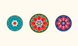 © KKK - Korea Dancheong Traditional Patterns Asian Oriental Multicolor Colorful Radial Shapes Oriental Geometric Patterns 단청 무늬