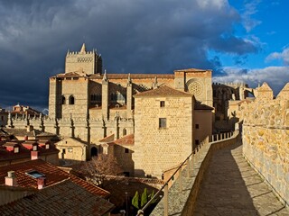 Wall Mural - To the north of Madrid sits the rustic city of Ávila. Medieval walls surround the preserved 16th-century town.