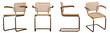 Stylish furniture lounge beige chairs cut-out transparent backgrounds 3d render png