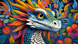 dragon bright colorful and vibrant poster illustration