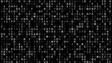 Letters Pattern On Black Background Random Communication Of Letters Texture, Abstract Text, And Creative Chaos In Artistic Composition Of Encrypted Typography Texture
