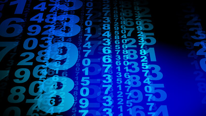 Numbers on blue exploring science of numerical data through algorithms and digital counters in cyber world of data streams and network security
