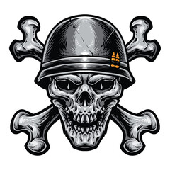 Wall Mural - skull wearing soldier helmet vector