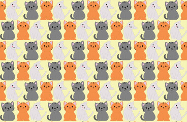  3 Cute cat Seamless Pattern