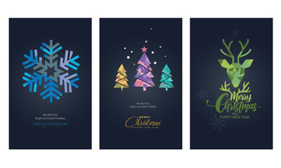 Wall Mural - merry christmas and happy new year greeting card template. vector illustrations for background, gree