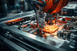 Intricate scenes from a fast-paced factory assembly line, illustrating the efficiency and precision of modern manufacturing. Generative Ai.