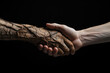 A pair of intertwined hands, weathered by time, telling a story of life's journey and the enduring beauty found in shared experiences. Concept of enduring connections. Generative Ai.